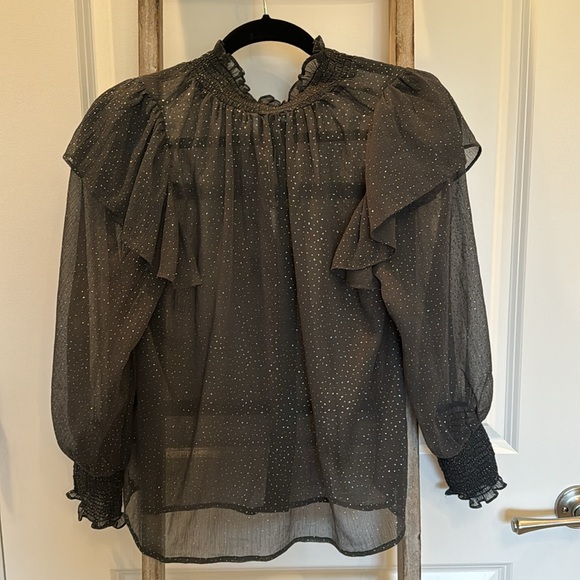 Zara Sheer Grey Sparkle Blouse Small NWT - Picture 6 of 13